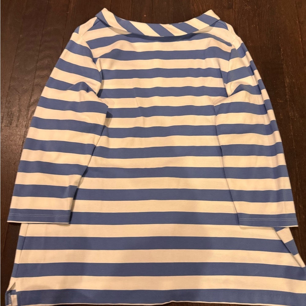 Talbots Sky Blue and White Striped Sweater